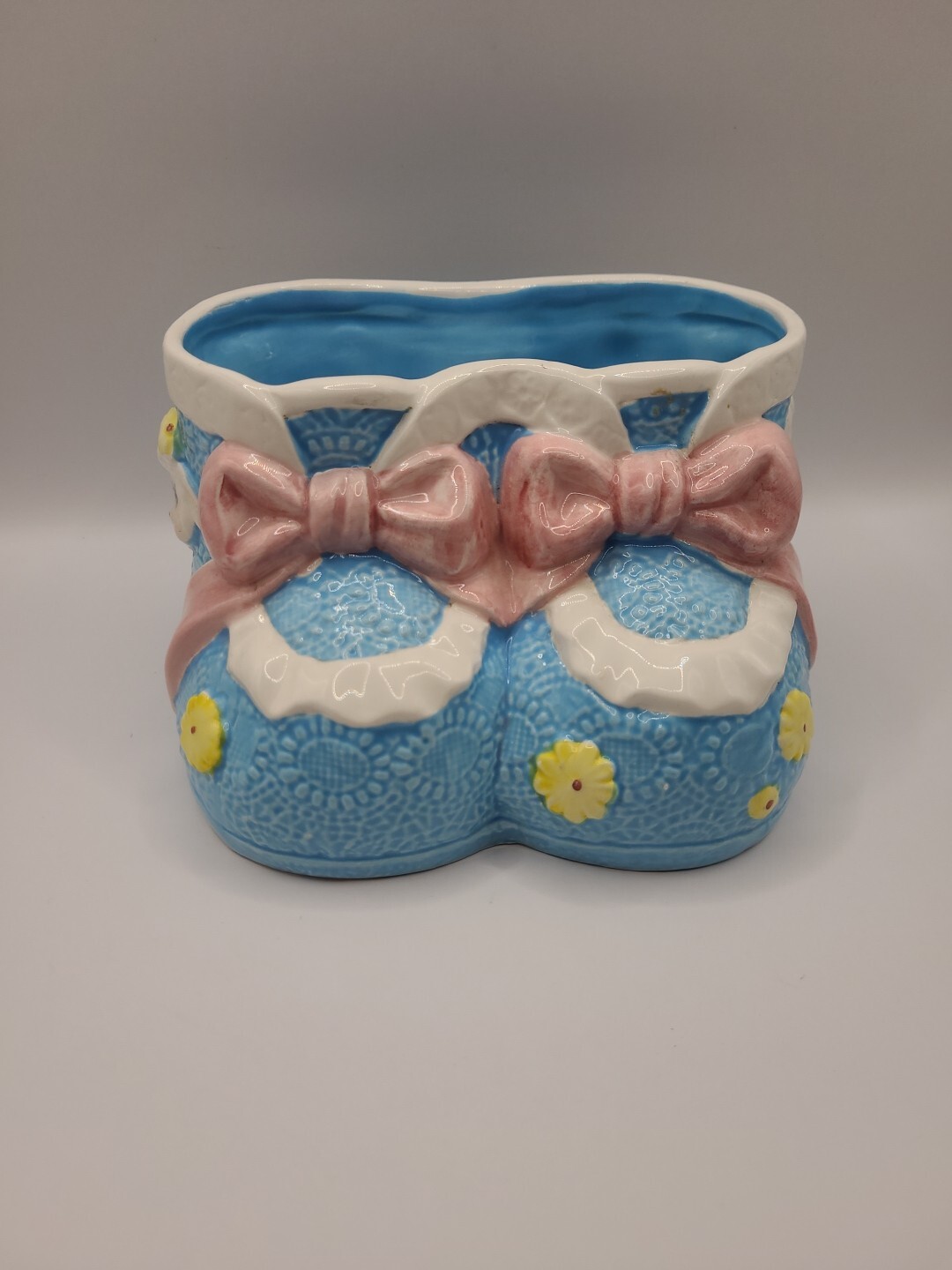 Vintage Newborn Baby Nursery Ceramic Planter Shoes