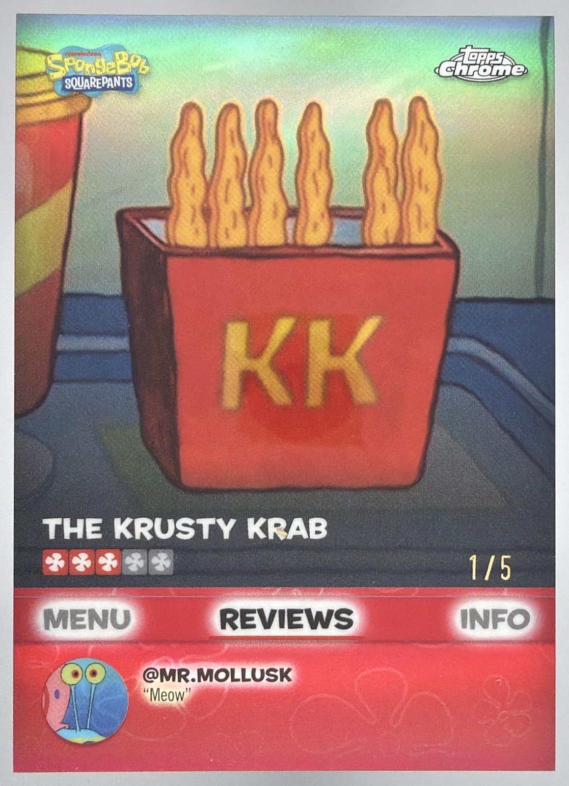 2025 Topps Chrome SpongeBob SquarePants Kelp Fries Reviews Red 1/5 #BB-10