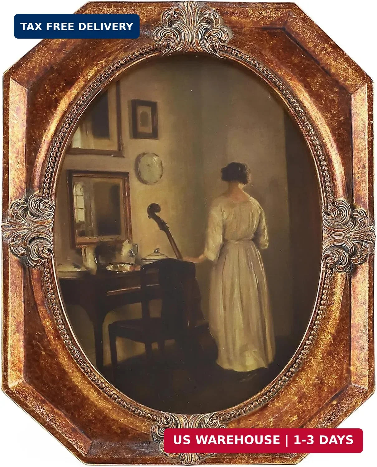 Vintage Picture Frames 5X7 Ornate Antique Oval Picture Frame for Tabletop and Wa