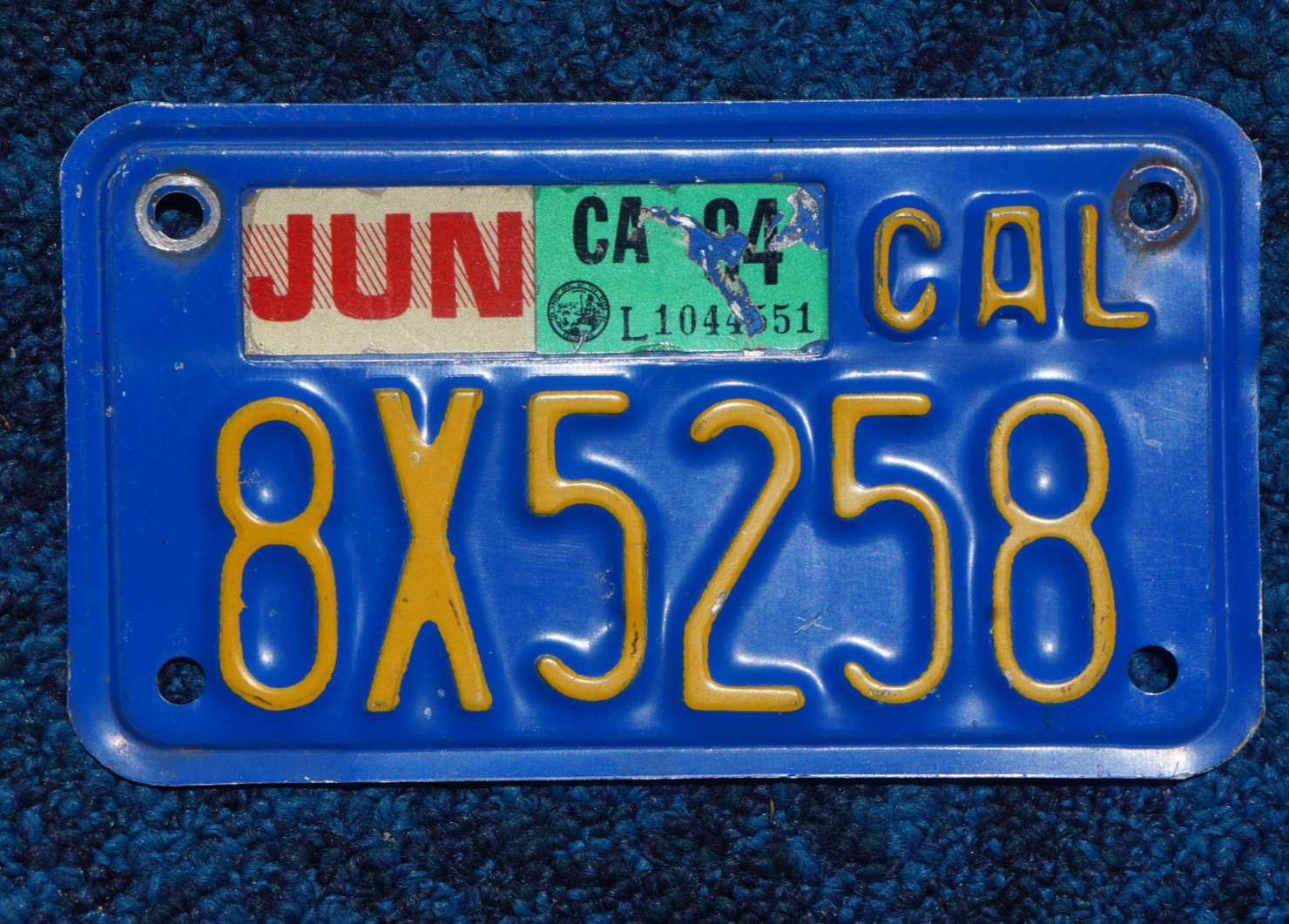 1984 California MOTORCYCLE License Plate