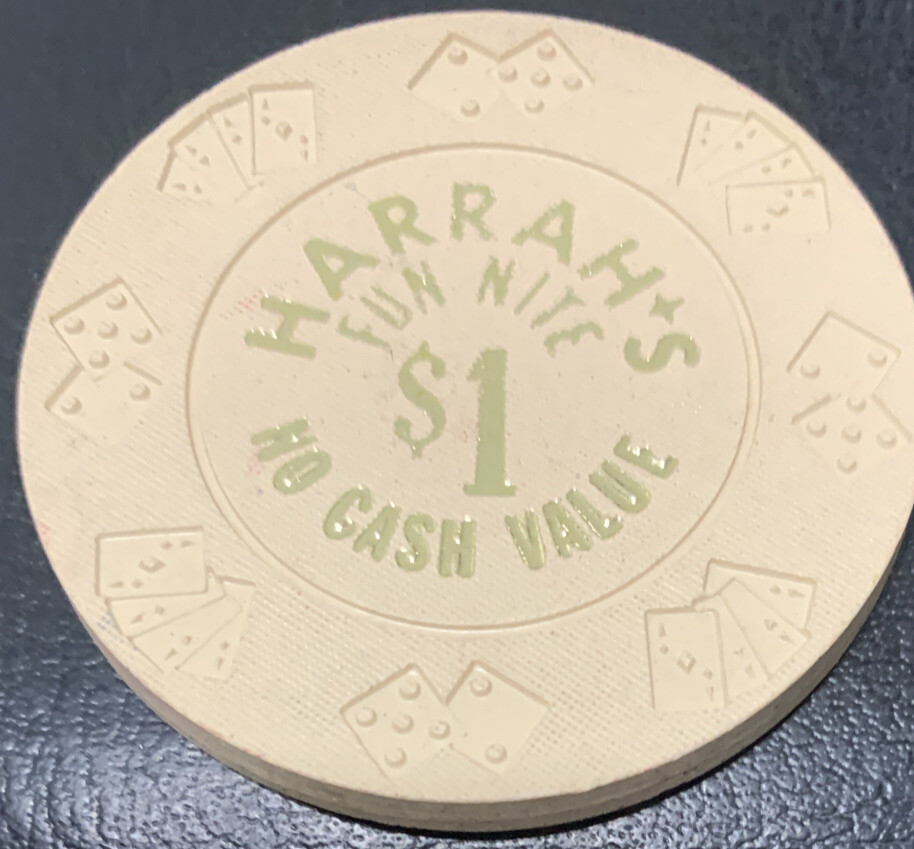 1980 Harrah's Casino Atlantic City NJ $1 Fun Nite NCV Chip - DieCar Mold