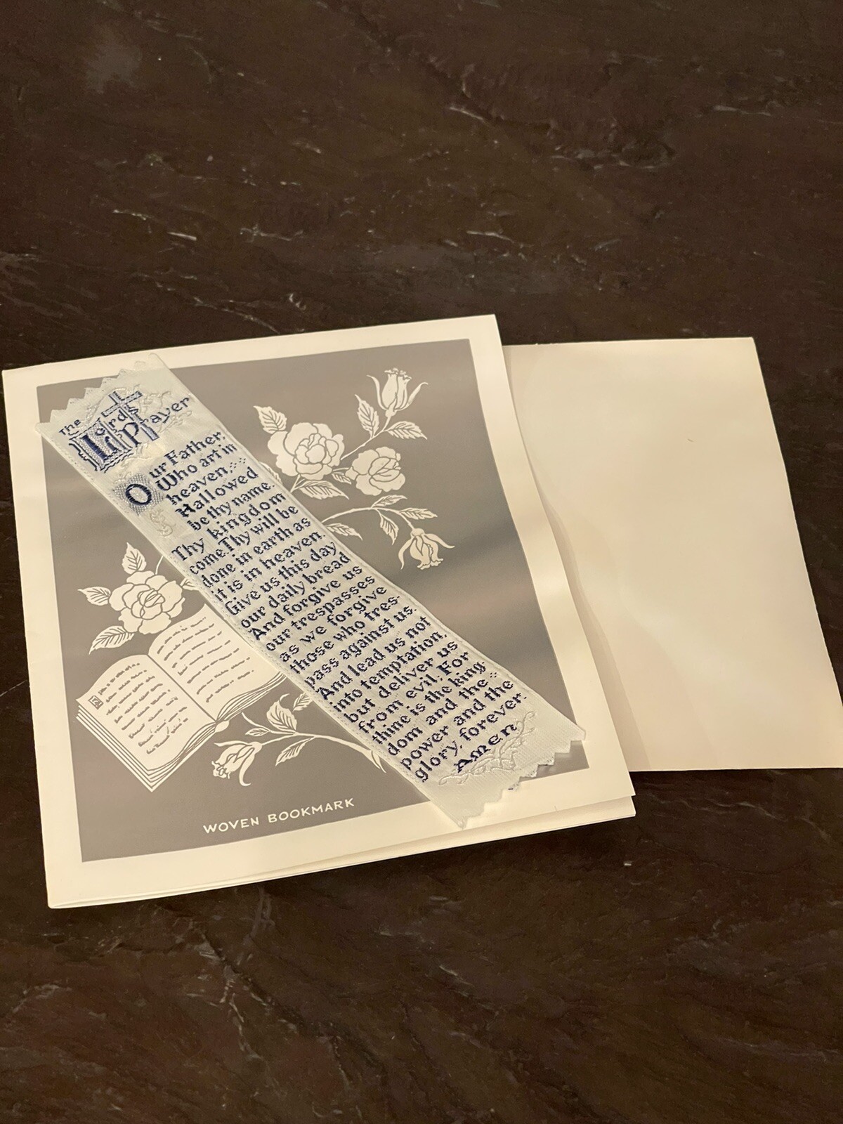 Vintage 1953 Woven “Lord’s Prayer” Bookmark Greeting Card W/Envelope-UNUSED