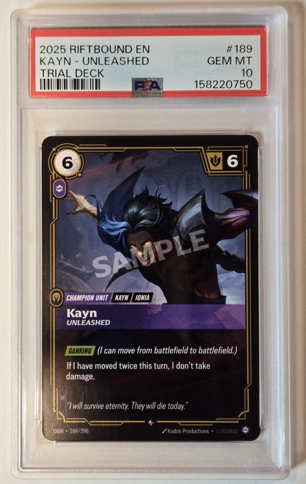 2025 RIFTBOUND: LEAGUE OF LEGENDS TRIAL DECKS #189 KAYN - UNLEASHED PSA 10 [OGN]