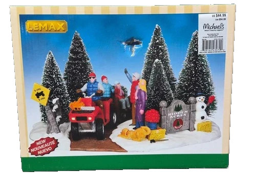 Lemax Here Comes Our Tree #43070 Christmas Village Accessory ATV Tree Farm Box