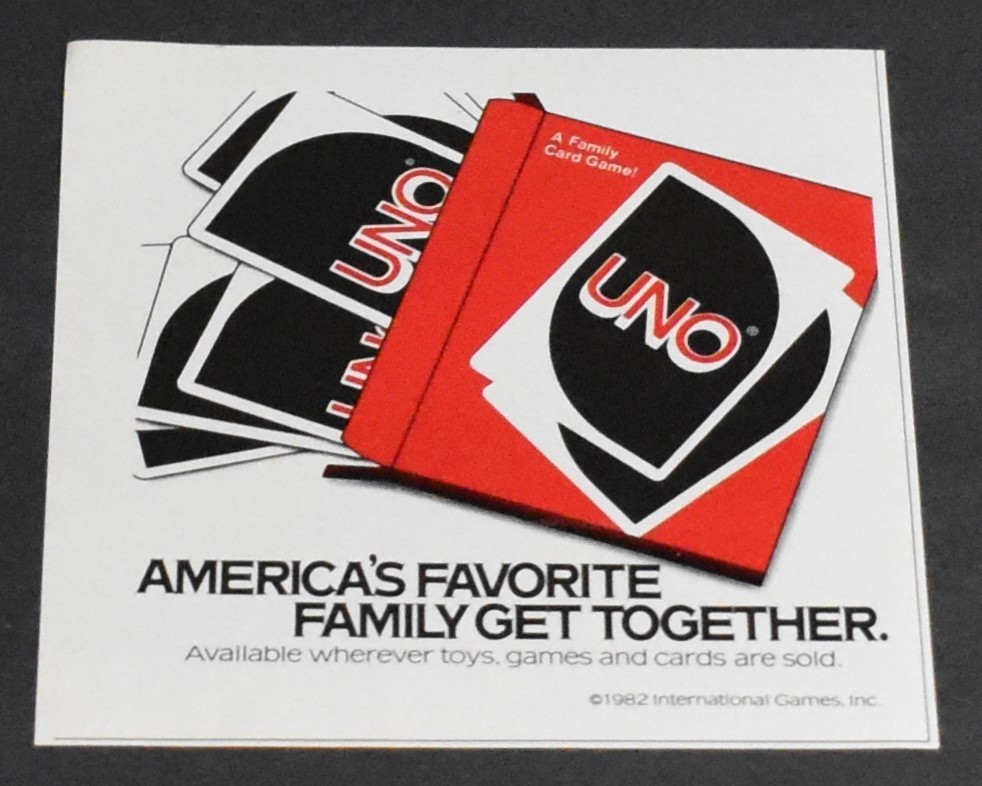1982 Print Ad Uno America\'s Favorite Family Get Together Card Game Art
