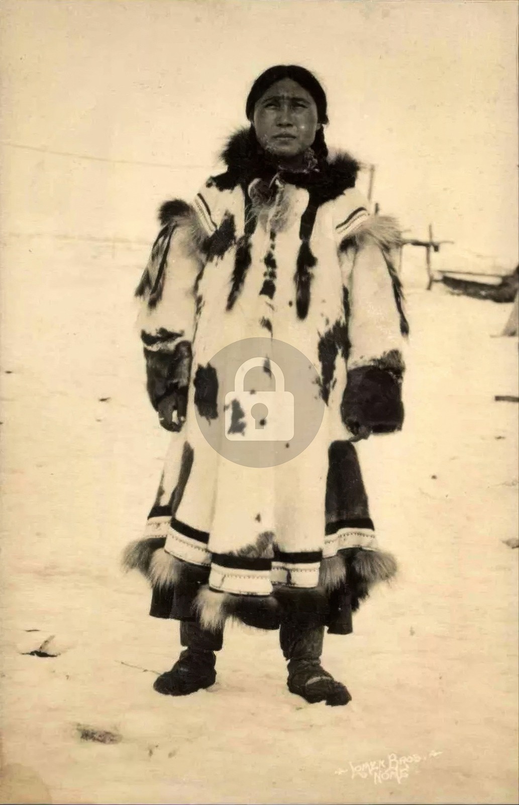 Nome AK Alaska Beautiful Native Inuit Woman Fur Coat RPPC Photo Postcard COPY