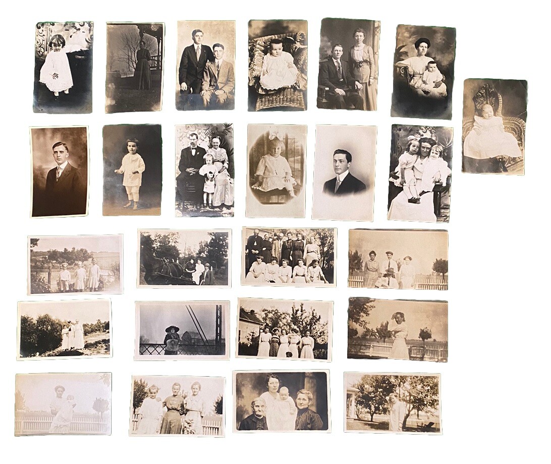Collection of 25 c1910 RPPC Postcards of an Ohio OH Midwestern Family, Americana