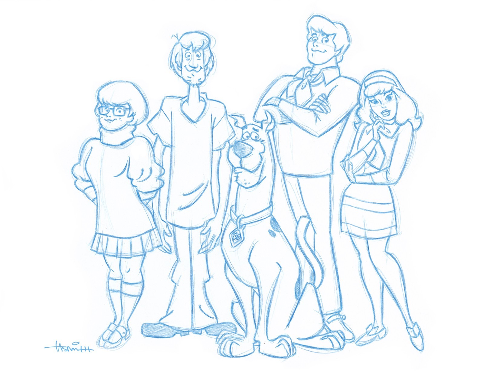 Scooby-Doo Convention Blue Line Sketch by Animator - Original Art Drawing - WOW