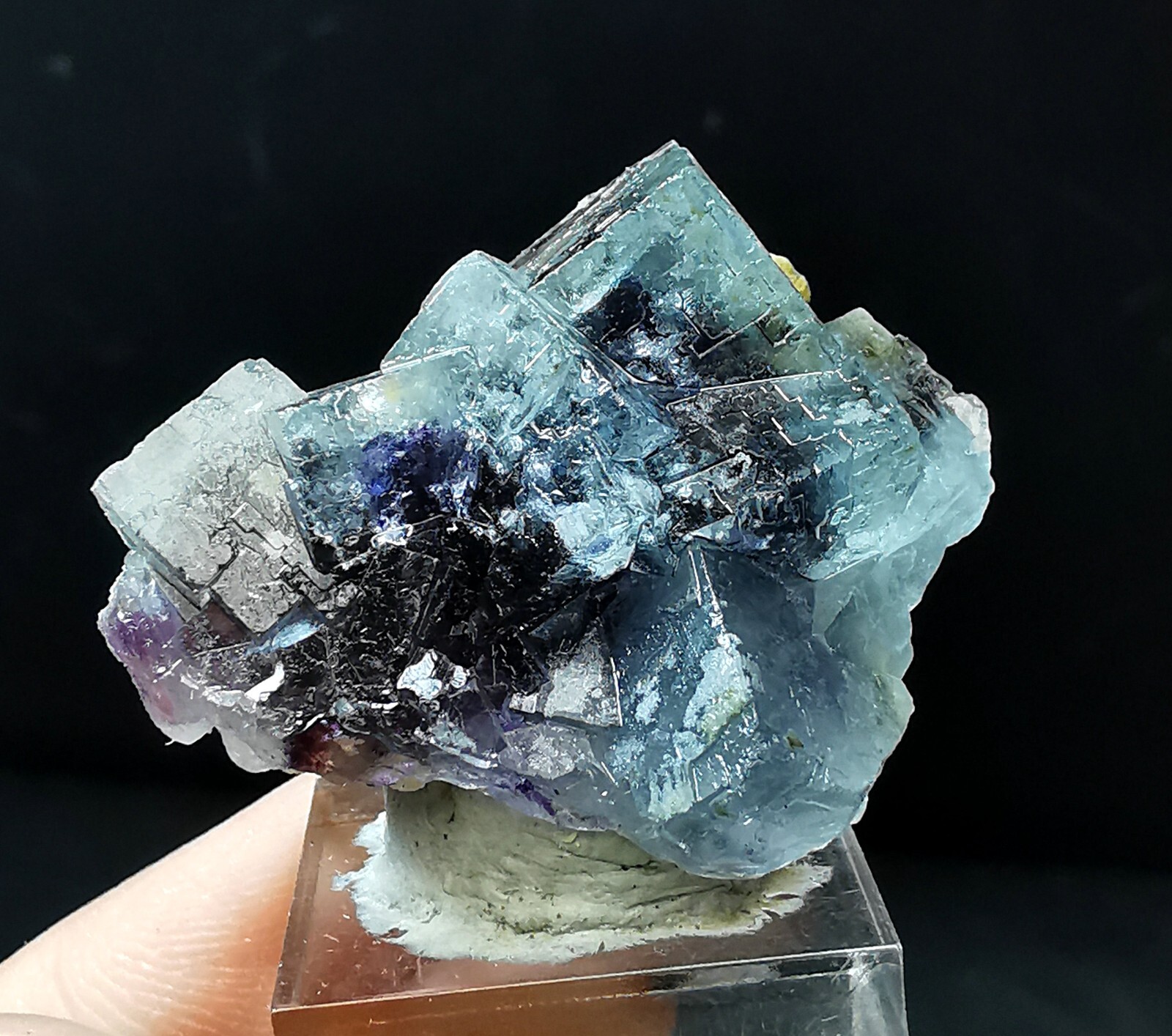 17g Natural Clear Purple Phantom Blue Cube Fluorite Mineral Specimen