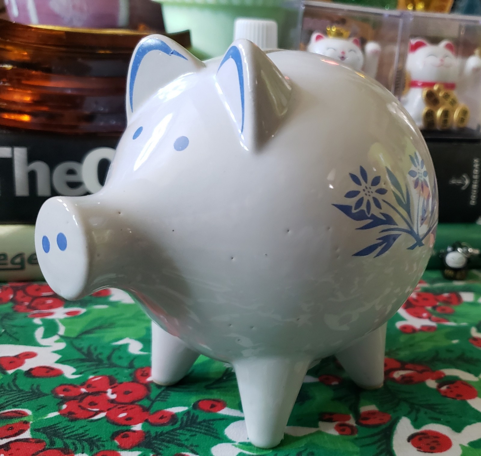 Vintage Corning Ware Blue Cornflower Ceramic Piggy Bank