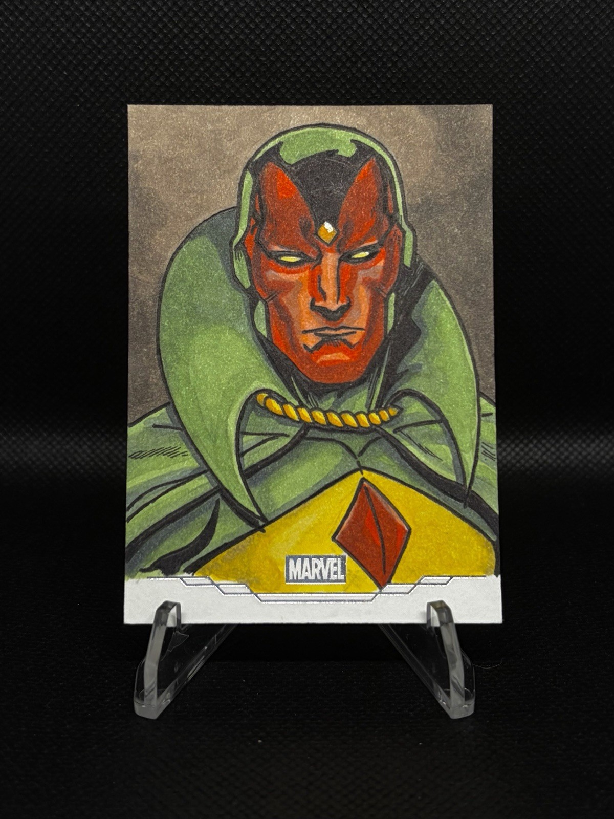 2025 Topps Chrome Marvel Studios Vision Sketch 1/1 Art By Marlon Kirk Fernandes