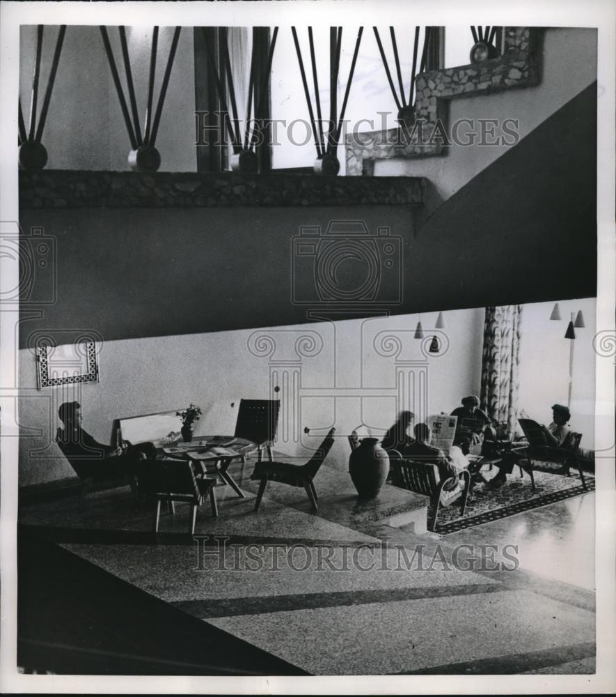 1957 Press Photo Modernistic Lobby of New Hotel Varna Bulgaria - neb89655