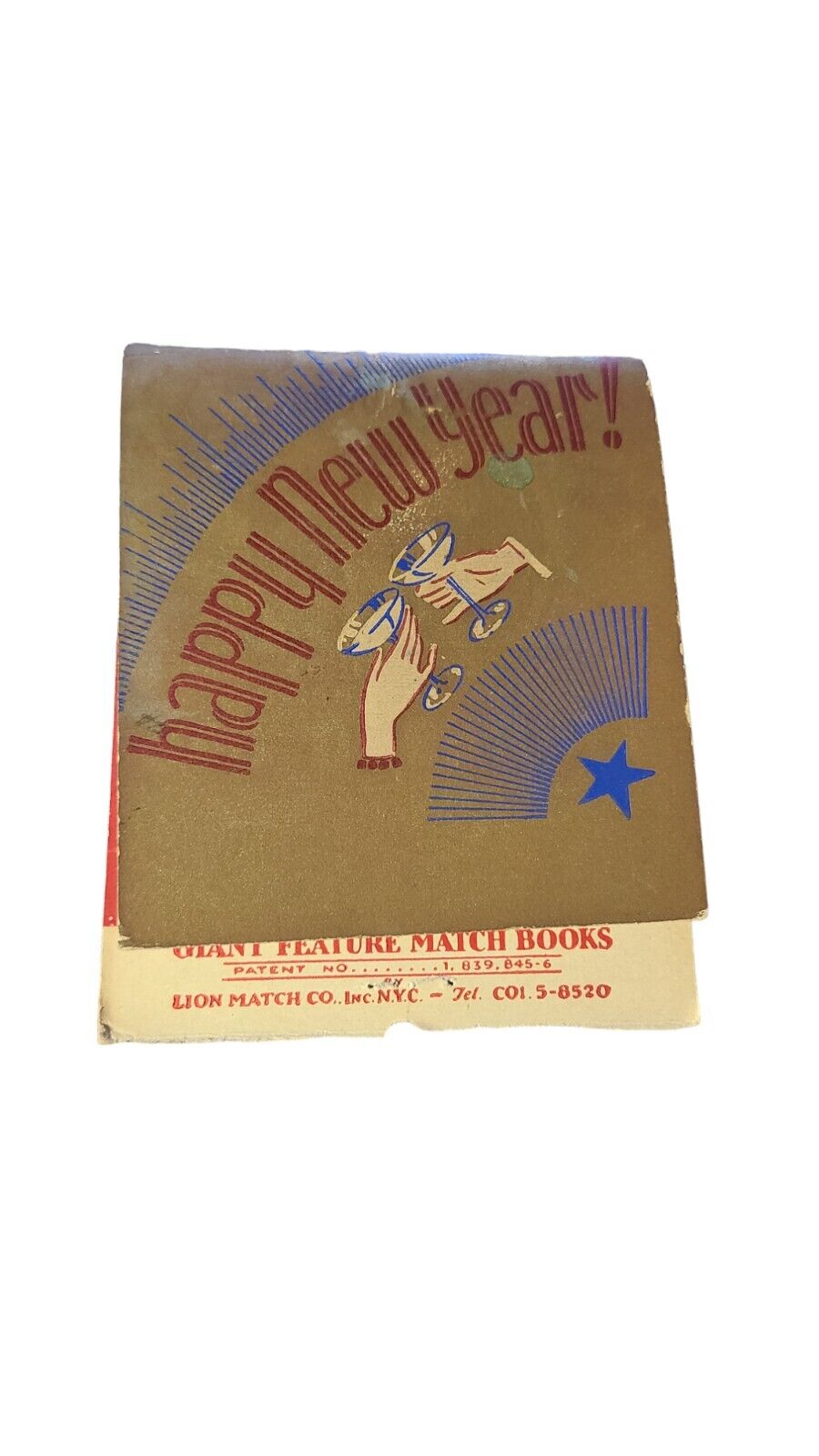 1936 Longchamps Restaurant NYC Vintage Matchbook Cover New Year's 