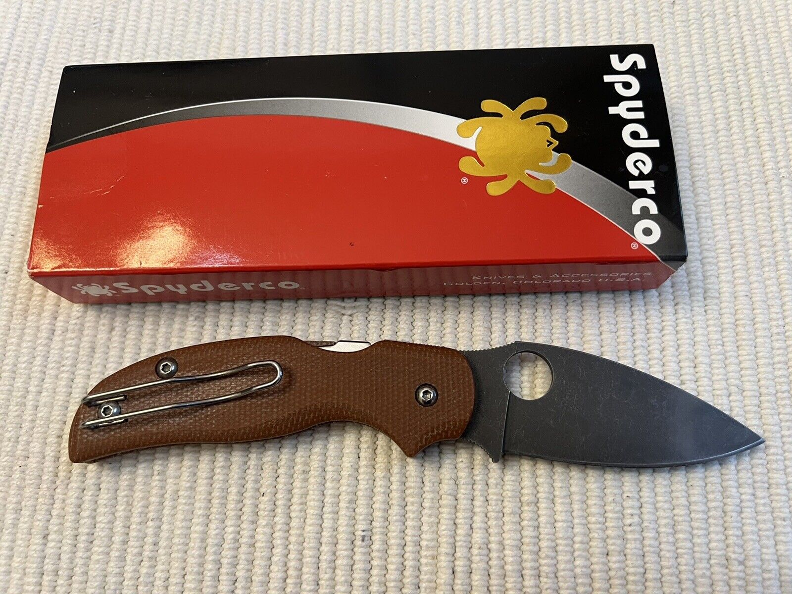 Spyderco Sage 5 Lightweight Knife with Micarta Scales; Acid Wash. C123PBK