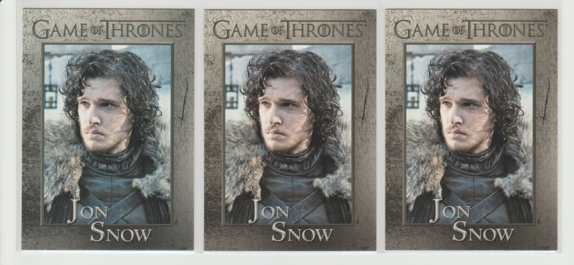 (3) 2012 Game of Thrones Season/Series 1 JON SNOW RC Lot Kit Harington 3ct