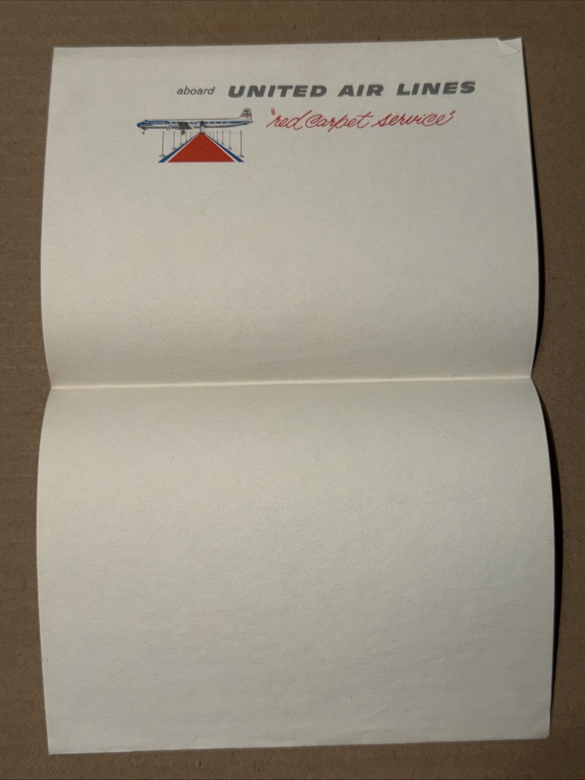 Vintage United Air Lines Red Carpet Service Letterhead Airline Aviation Ephemera