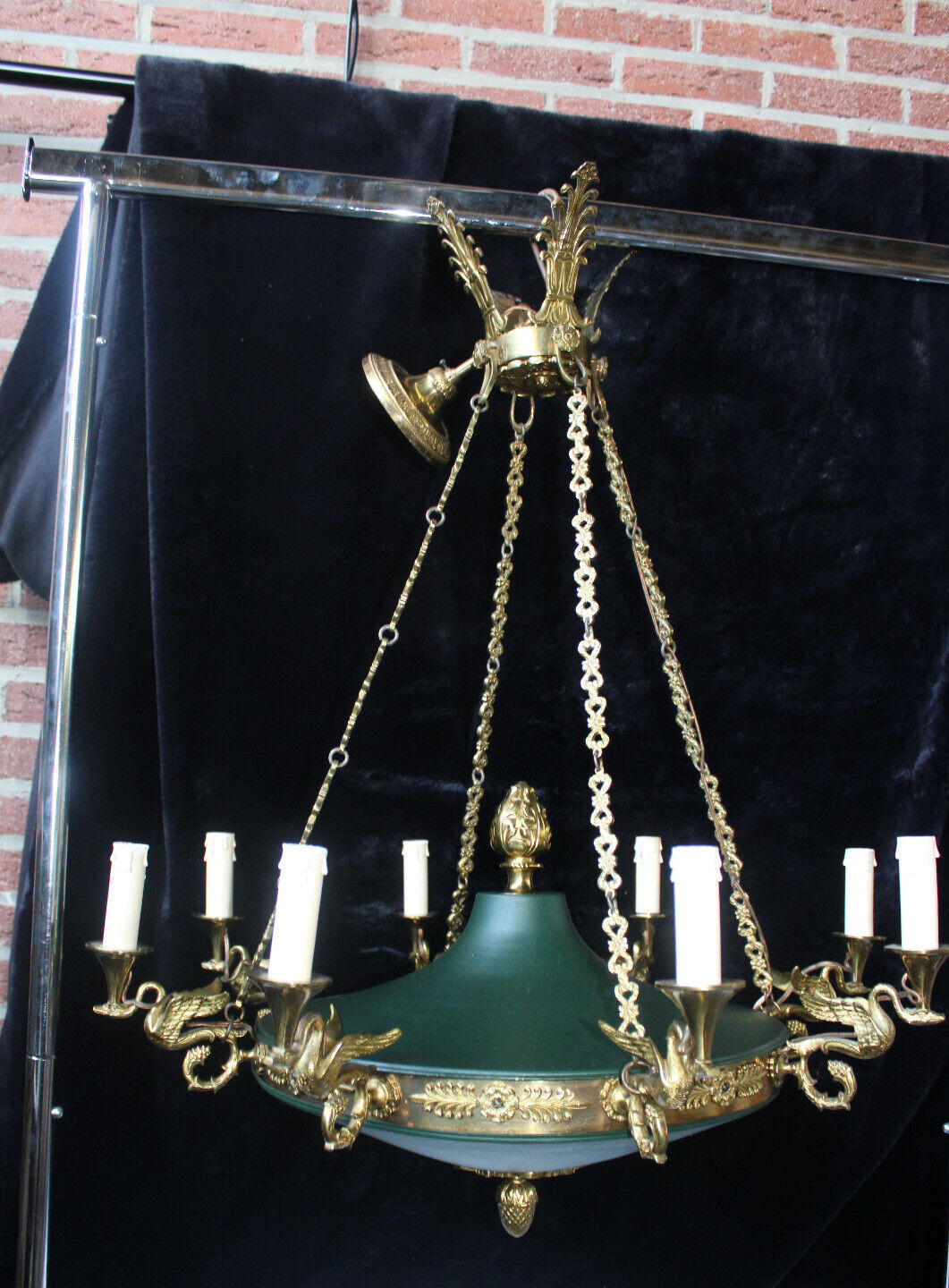 Vintage Empire design swan bird 8 arm chandelier lamp lightning
