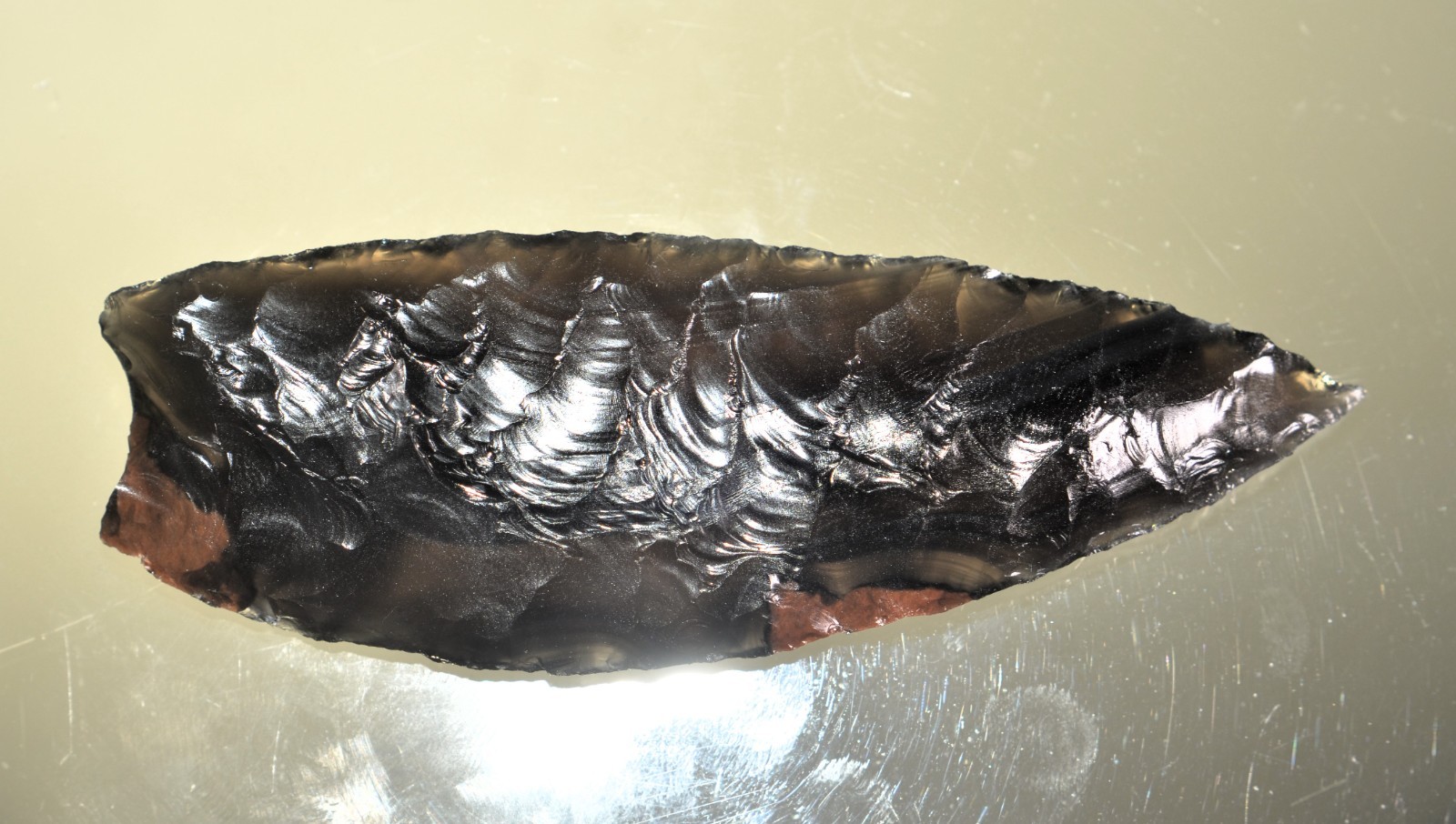 4.26 Inch Obsidian Knife Blade Primitive Tool Reproduction