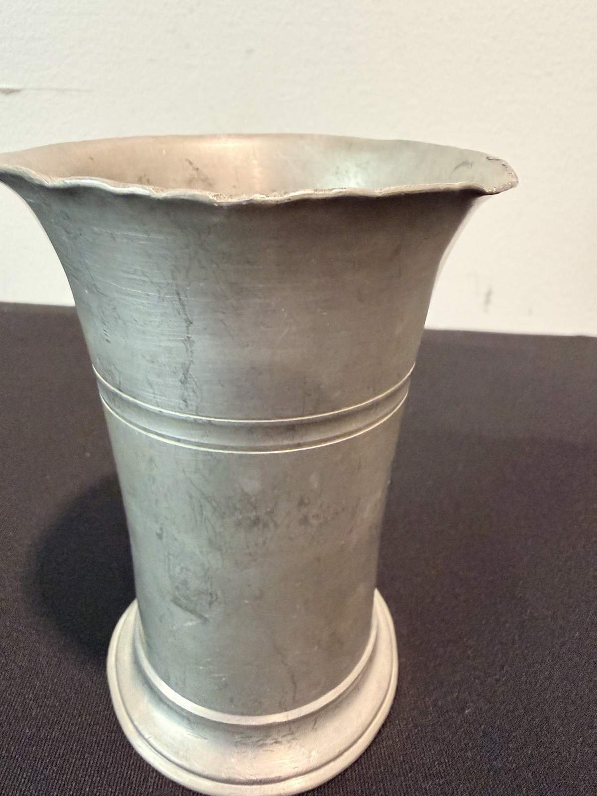 Vtg Meeuws & Zoon Den Haag Holland Pewter Beaker Cup Vase Stork ~5” 1950-1970s