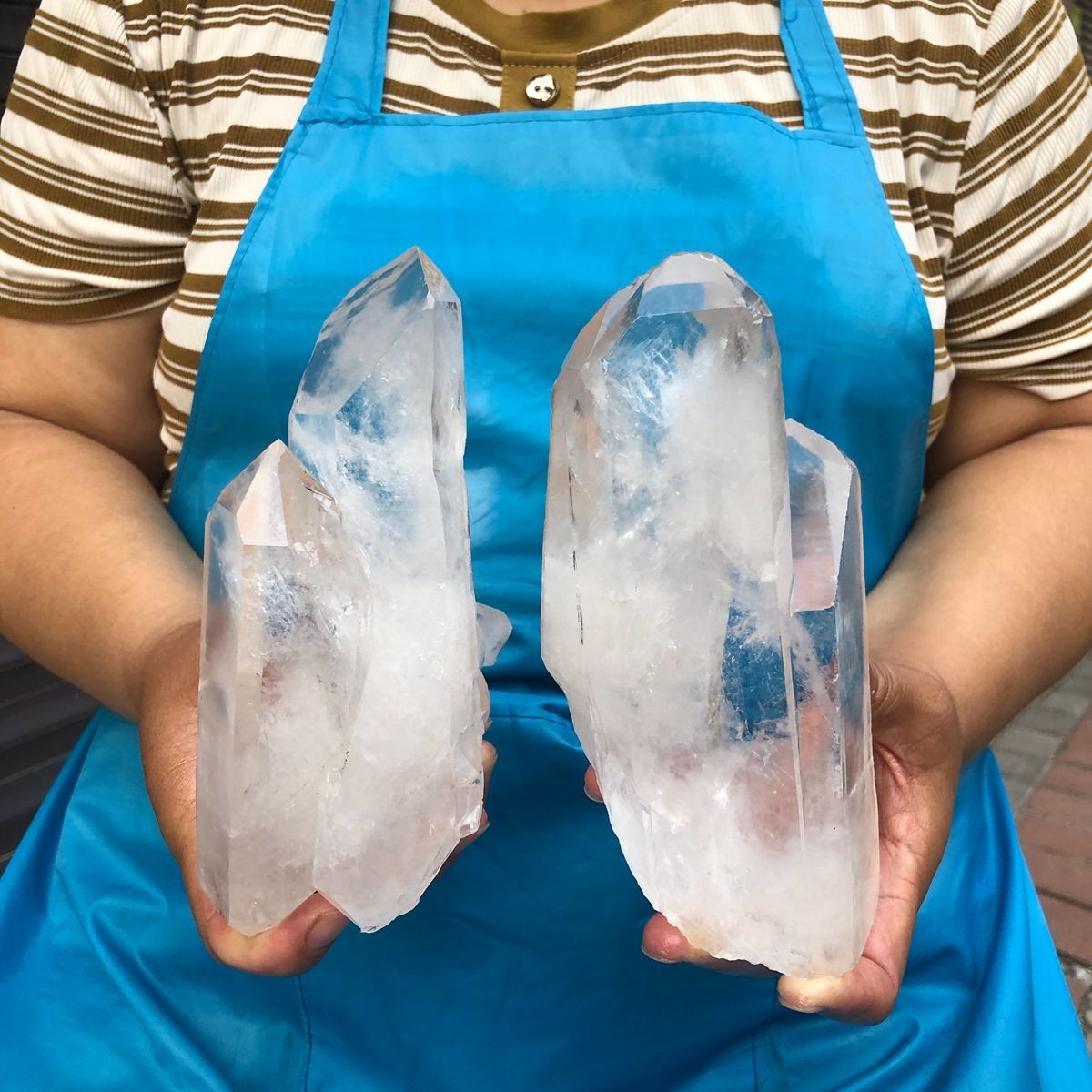 2pcs 3.96LB Natural White Quartz Crystal Cluster Rough Specimen Healing
