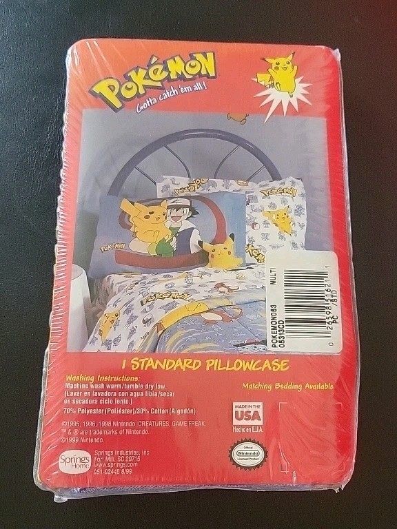 Vintage Pokemon Pillowcase Standard Ash Pikachu 1999 Nintendo NEW IN PACKAGE Vintage Pokemon Pillowcase Standard Ash Pikachu 1999 Nintendo NEW IN PACKAGE