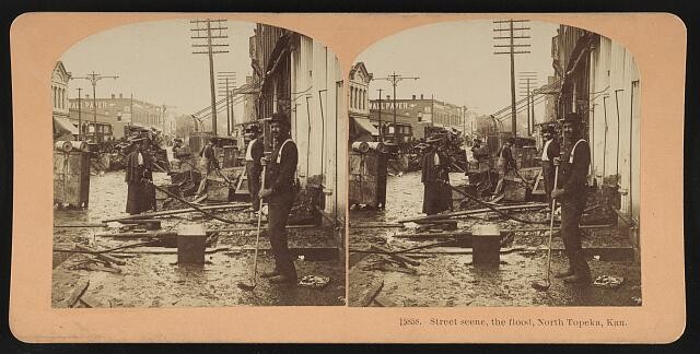 Photo:North Topeka Kansas 1903 Flood Street Scene Stereo View