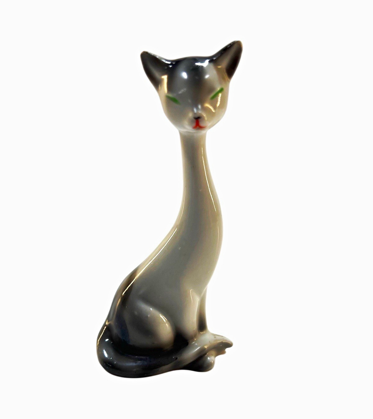 Vintage Siamese Cat Long Neck Kitsch Blue Eyes Collectable