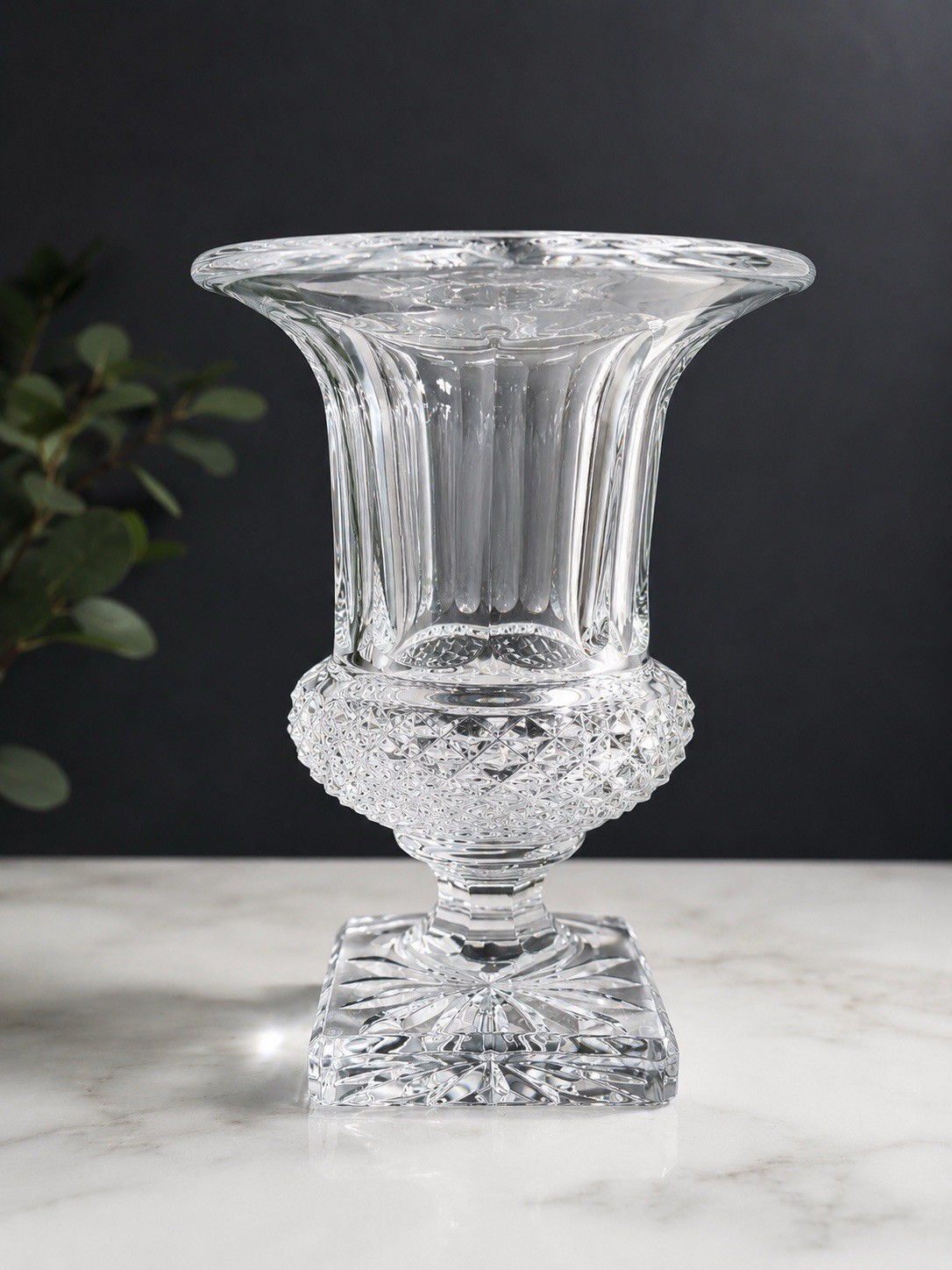 ST LOUIS - Versailles - 7 3/4” Footed Vase France Crystal Marked Vintage Great