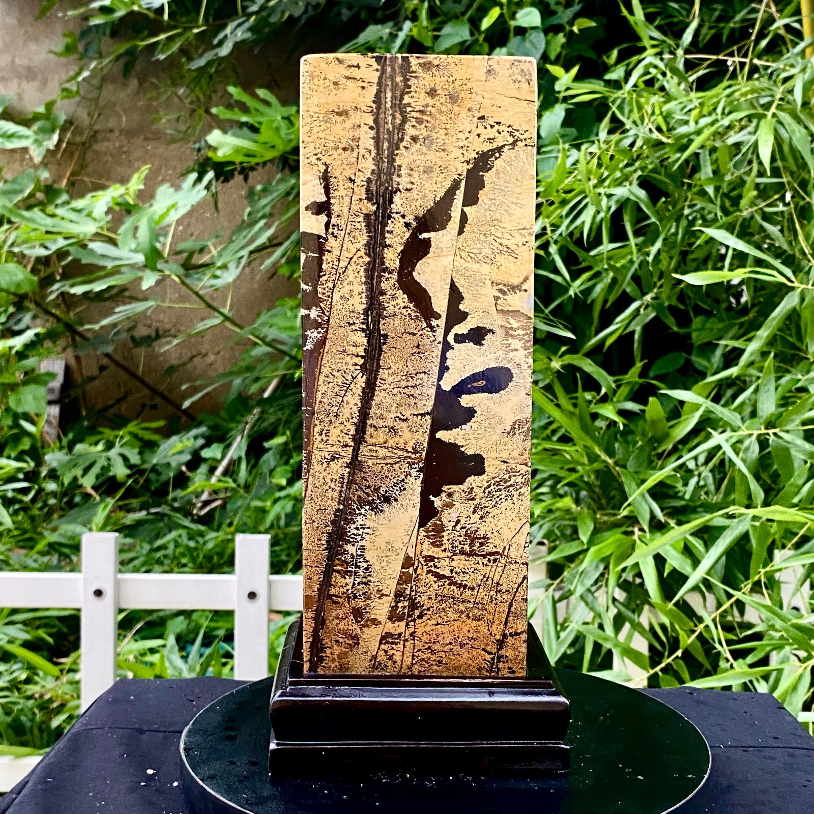 17.3LB Natural Chinese Dendritic Limestone Picture Stone Guohua column