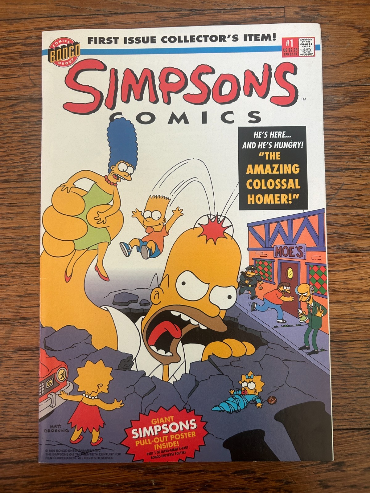 THE SIMPSONS COMICS 1 W/ POSTER NM- Radioactive Man Bartman Bill Morrison Bongo