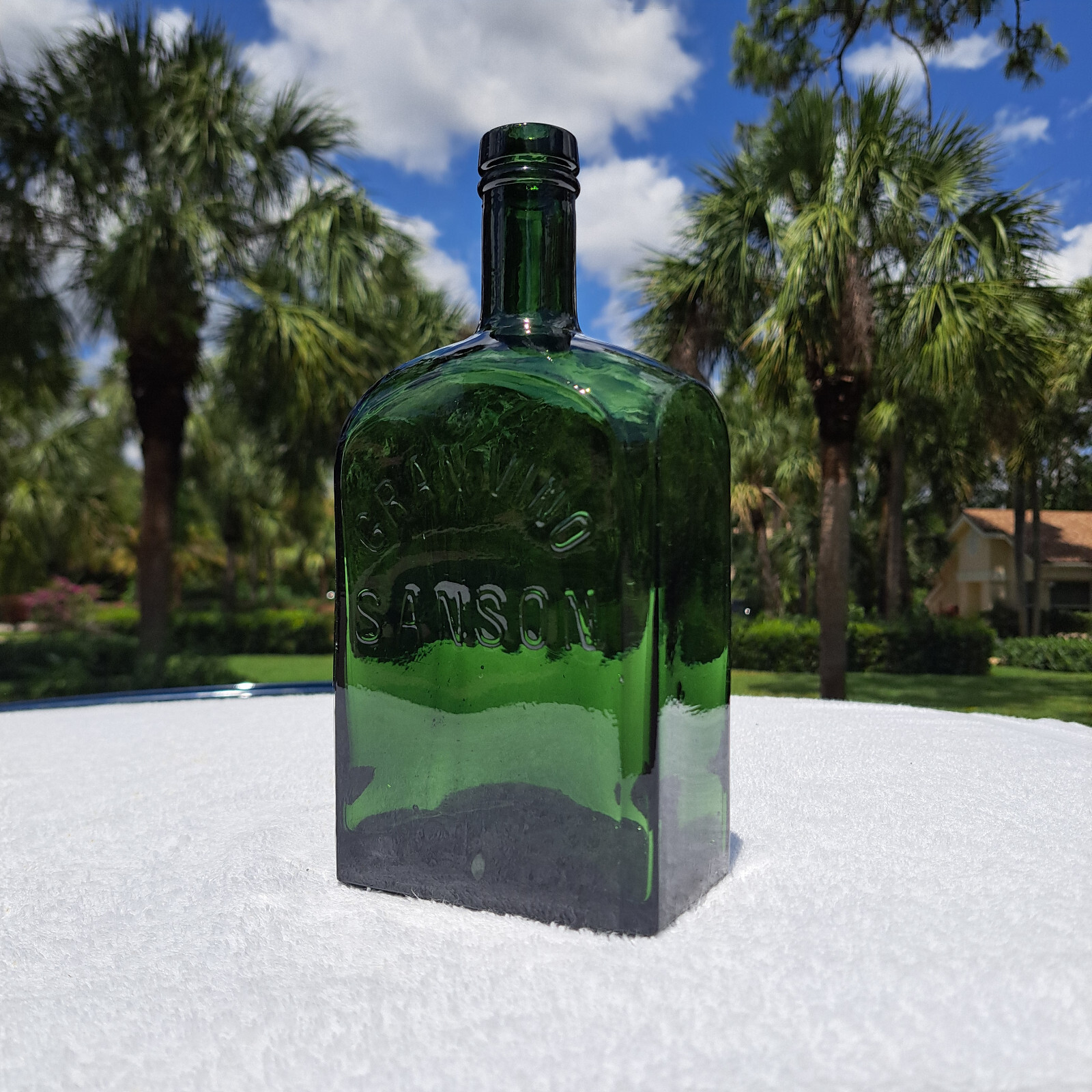 TUMBLED - 1920\'S ANTIQUE GRAN VINO SANSON FORTIFIED SPANISH WINE BOTTLE 9 1/4\ TUMBLED - 1920\'S ANTIQUE GRAN VINO SANSON FORTIFIED SPANISH WINE BOTTLE 9 1/4\