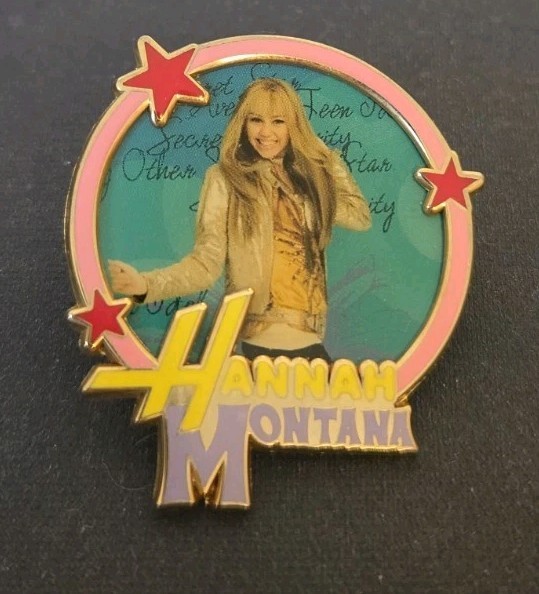 Hannah Montana Circle Frame Stars Pin Disney Channel TV Show VTG Miley Cyrus