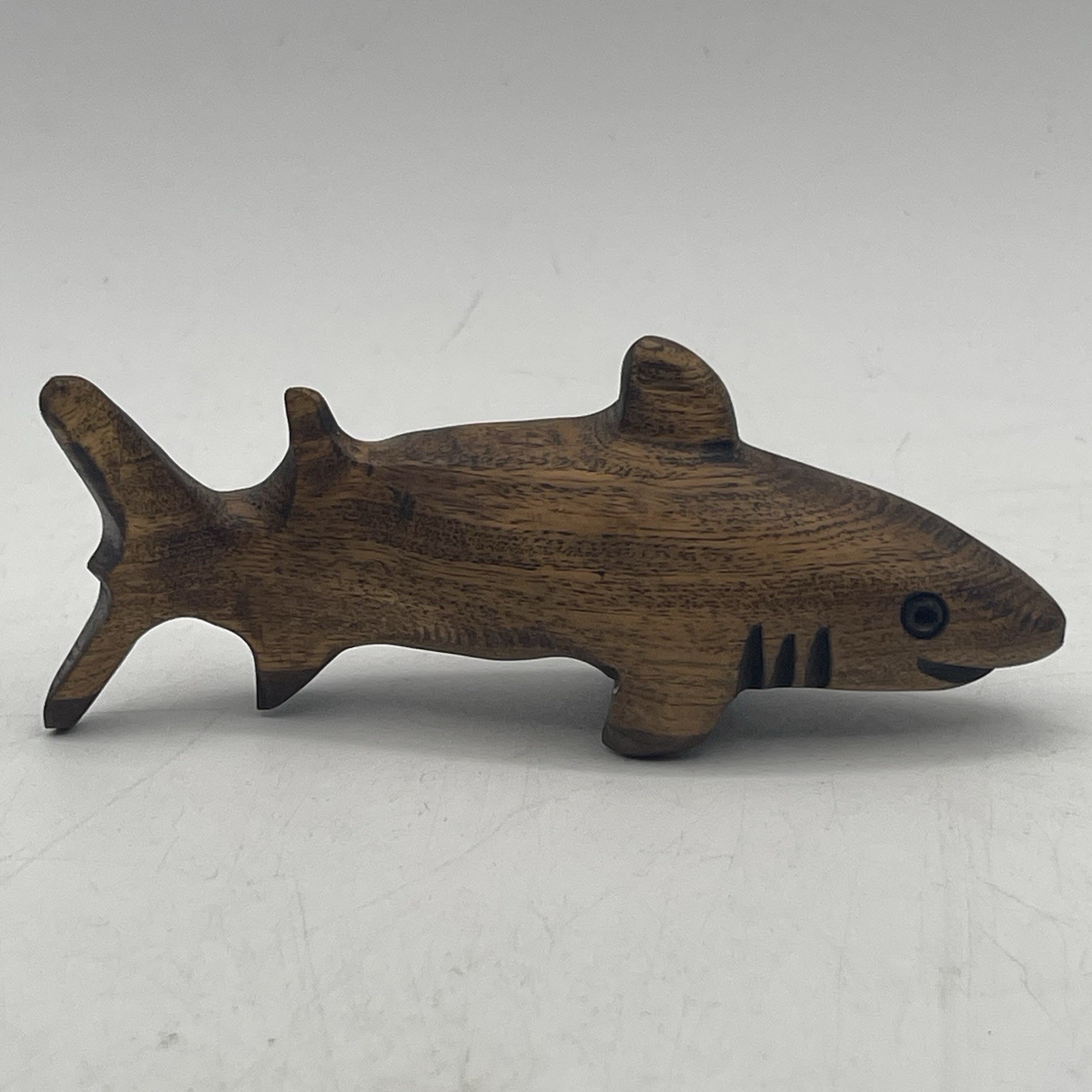 Vintage Hand Carved Wooden Shark Figurine 5.25