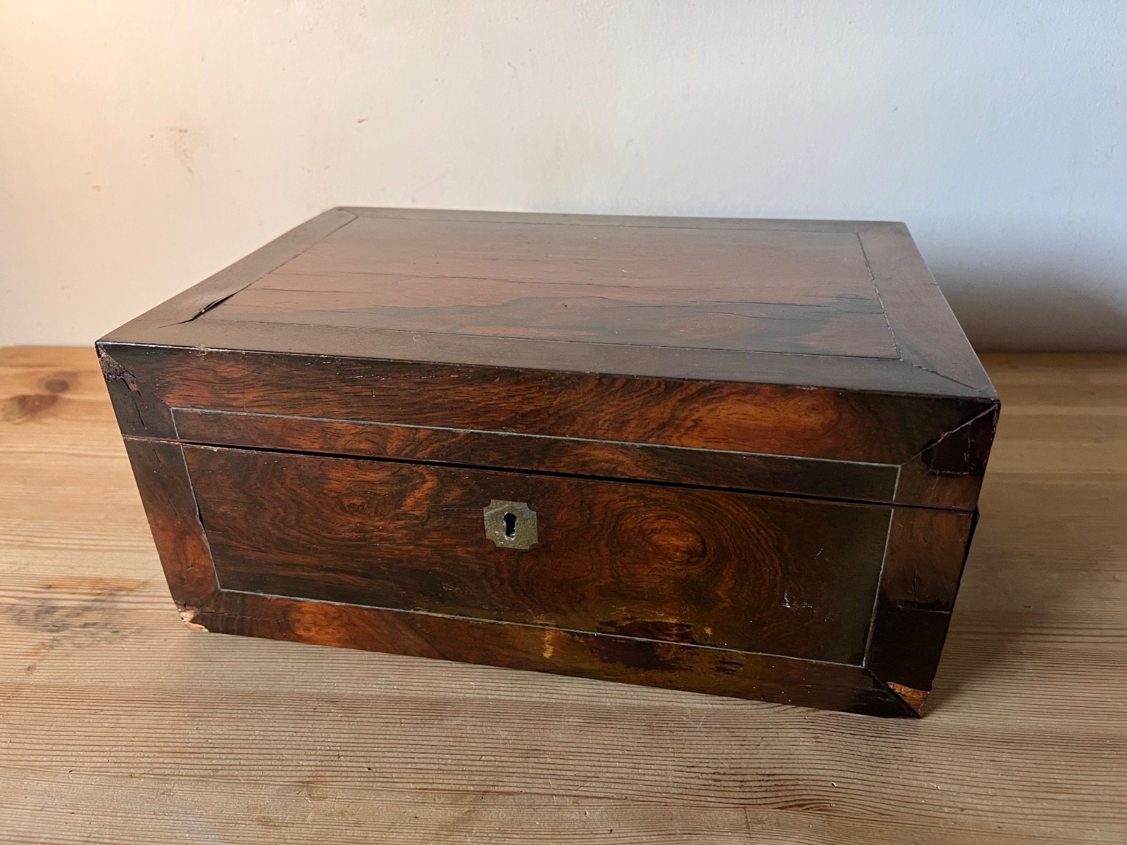antique wood Regency English Tea Box Caddy or vanity case + Needs restore work+