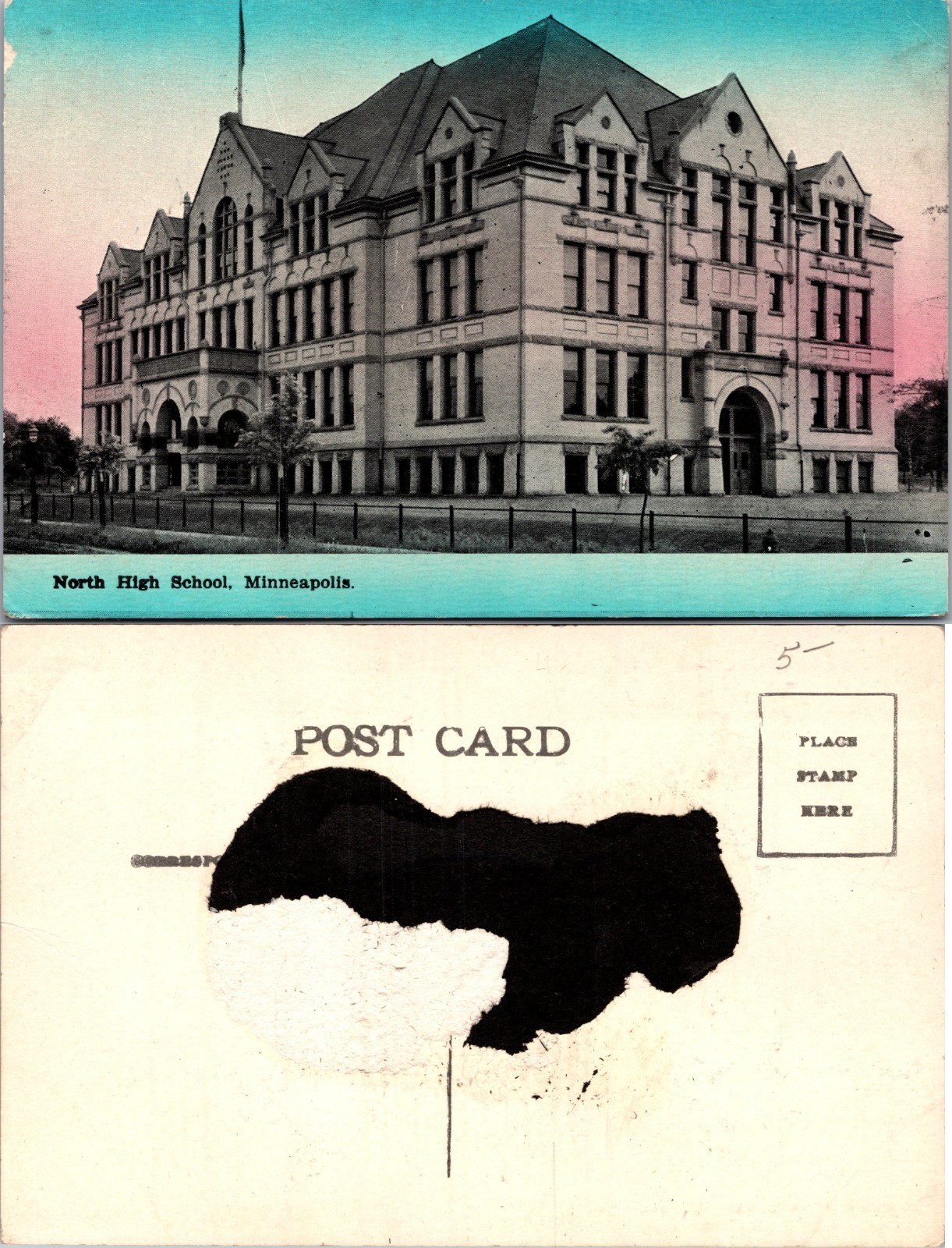 North High School Minneapolis Building Postcard