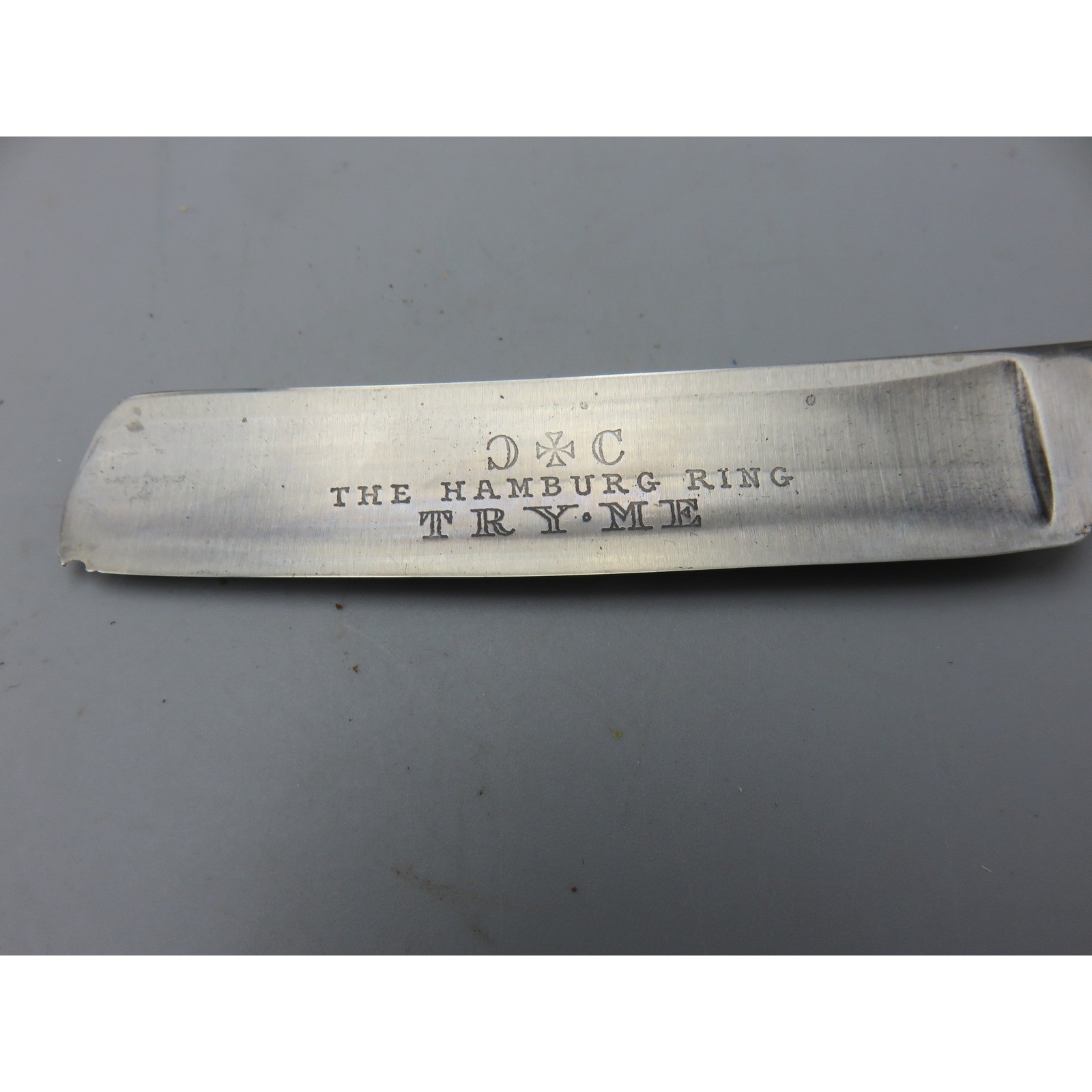 Vintage Joseph Elliot Best Silver Steel Straight Razor Hamburg Ring Try Me Black