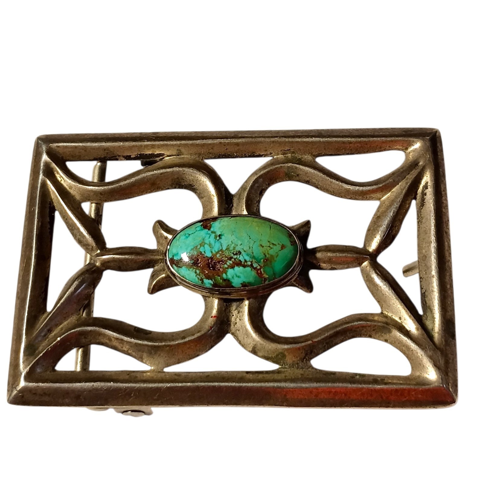  Navajo Wil Henry Royston Turquoise Sandcast Sterling Silver Buckle 
