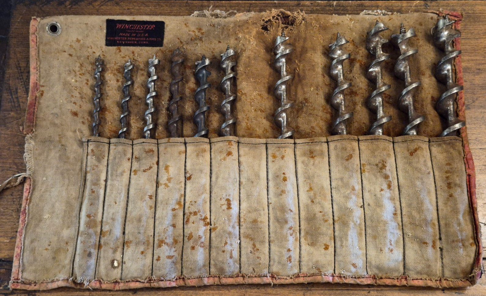 Antique 1920s WINCHESTER Auger Drill Bit Set w/ Original Bag RARE