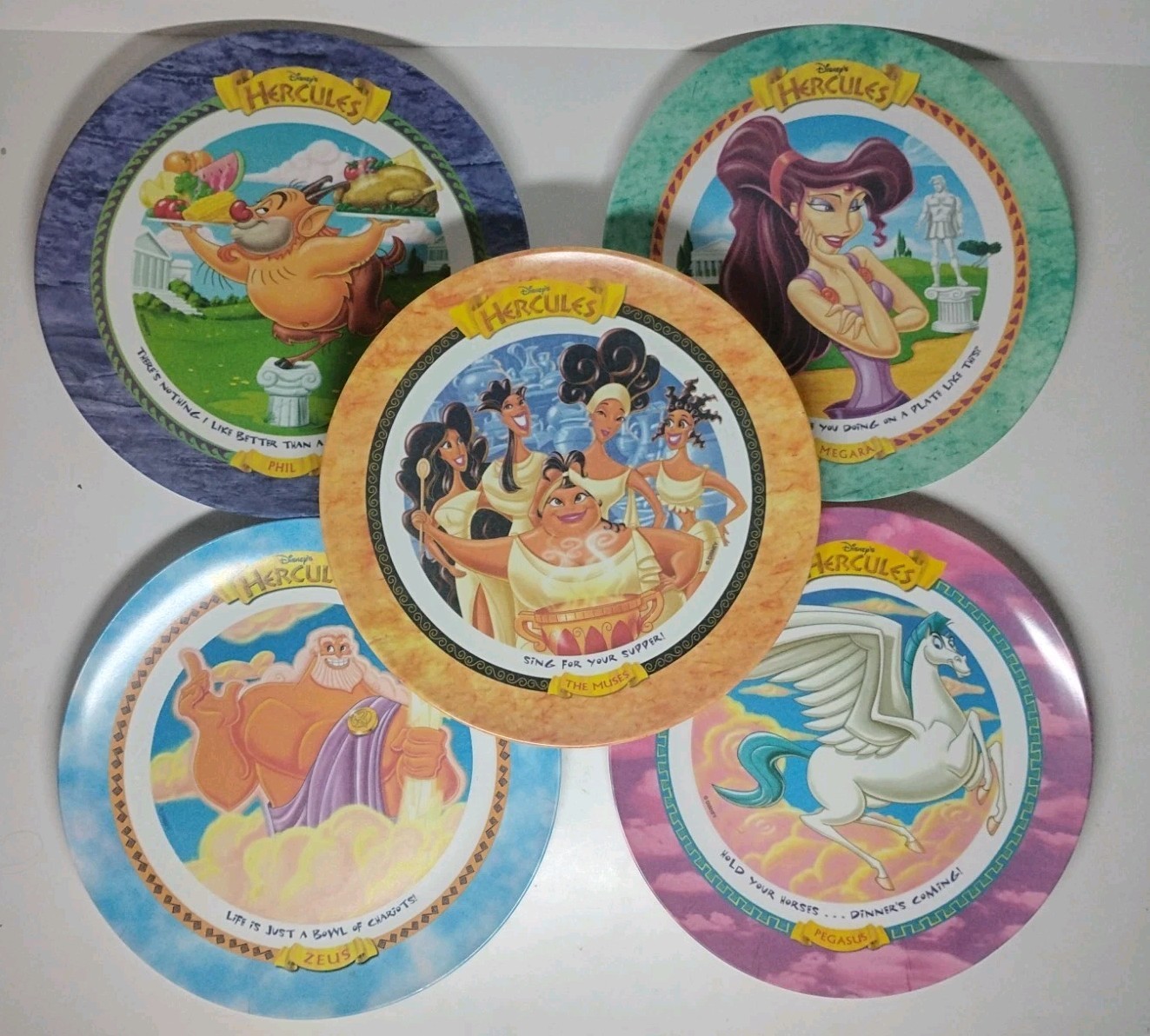 McDonald\'s Disney Hercules Character Plates Set of 5 Pegasus Megara The Muses 