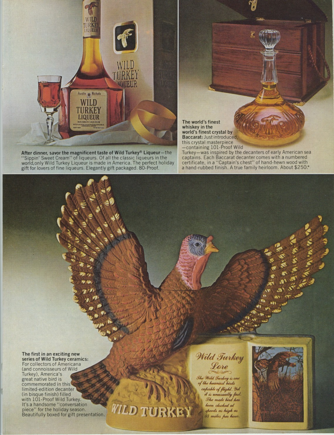 Vintage 1979 Wild Turkey Bourbon Whisky Double Page Advertisement Gift Guide Ad
