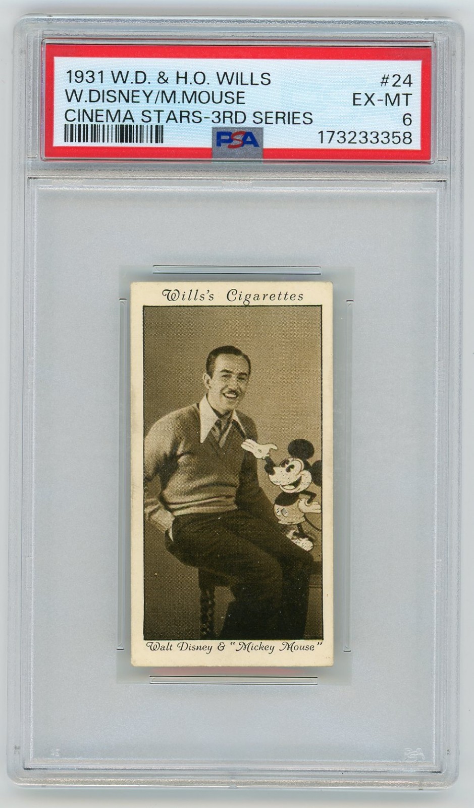 1931 WD & HO Wills Walt Disney Mickey Mouse Cinema Stars #24 3rd Ser PSA 6 EX-MT