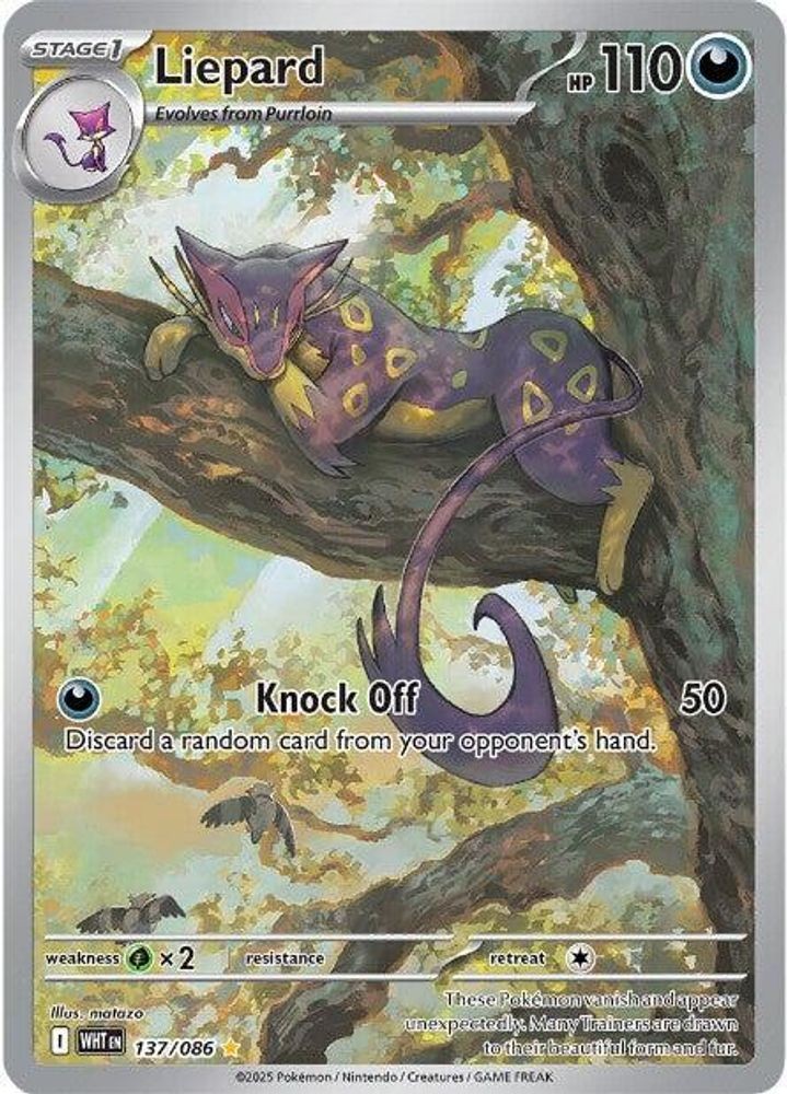 Pokemon Liepard 137/086 Holo Illustration Rare White Flare NM