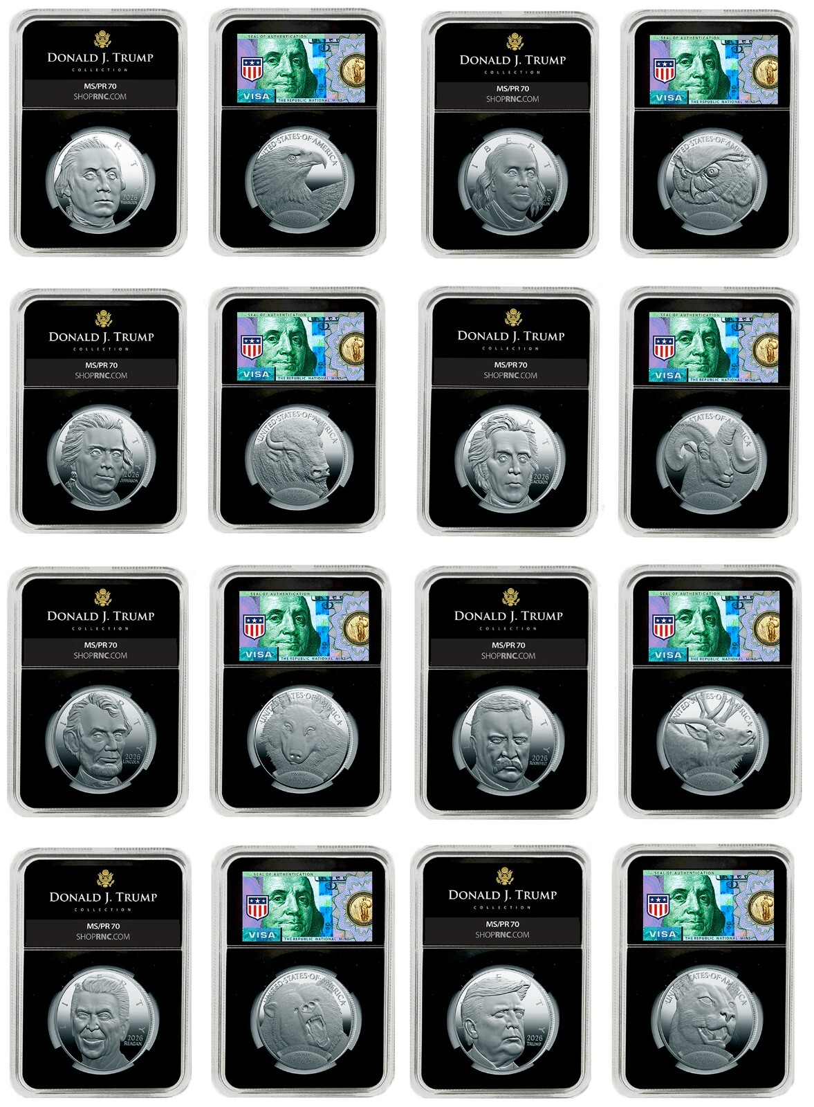 2026 America's 250th Anniversary Silver Double Commemorative Set (8 Coins)