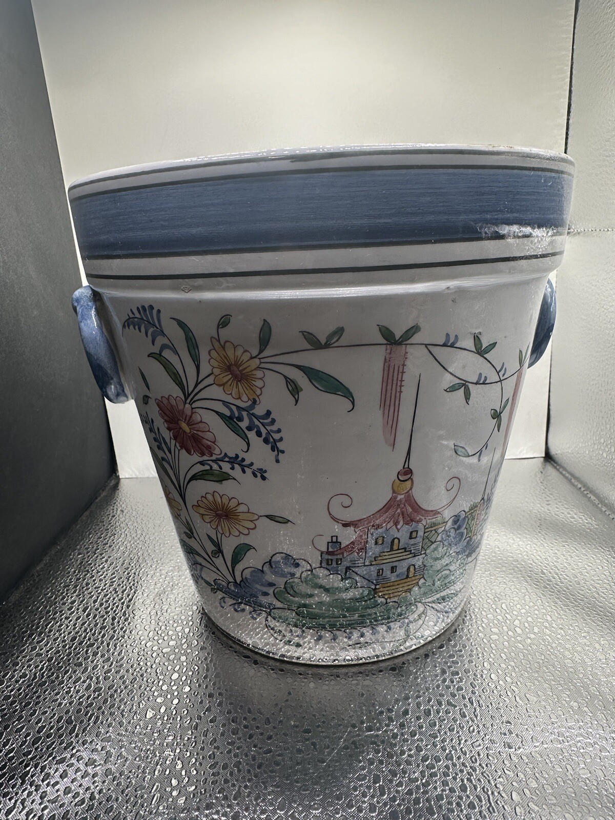 Mottahedeh Design 3561 Blue, White, & Red Asian Dish Floral Jai Home Planter