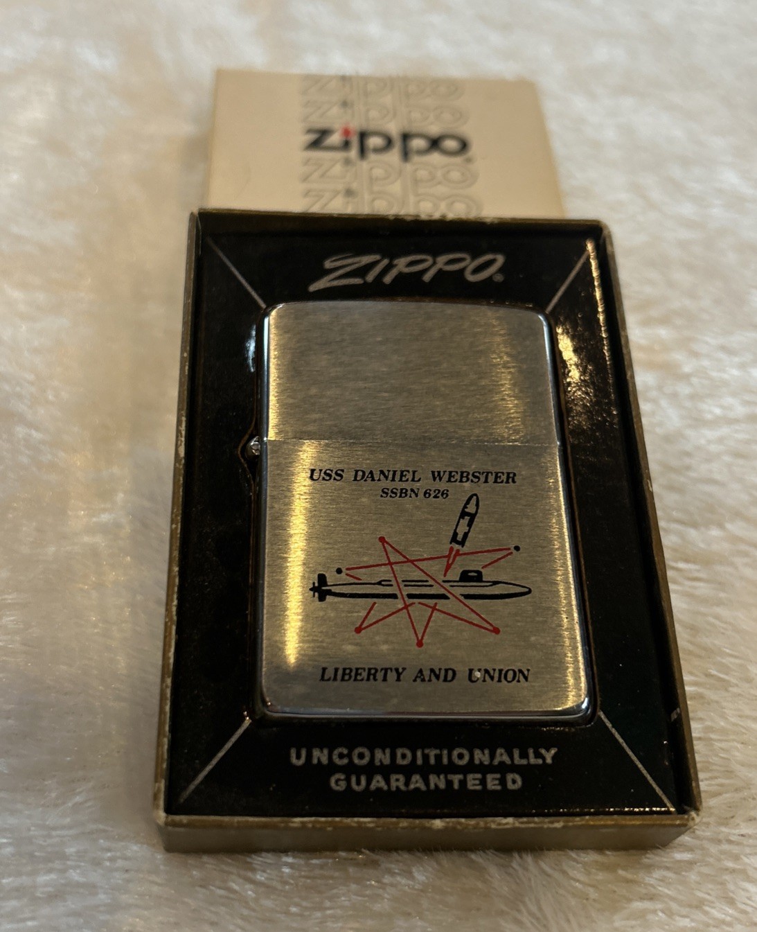 Nice Vintage USS Daniel Webster Zippo Lighter SSBN626 Military  Submarine