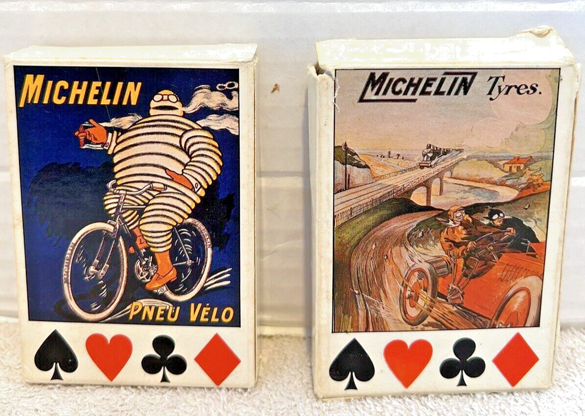 2 MICHELIN deck of cards Vintage ~ both decks are Complete, Used Condition G