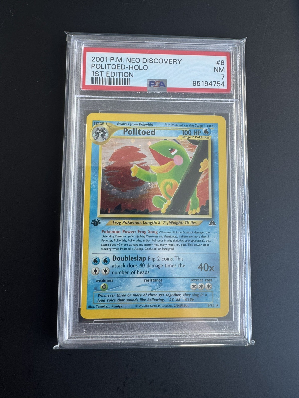 2001 Pokemon Neo Discovery #8 Politoed Holo 1st Edition PSA 7