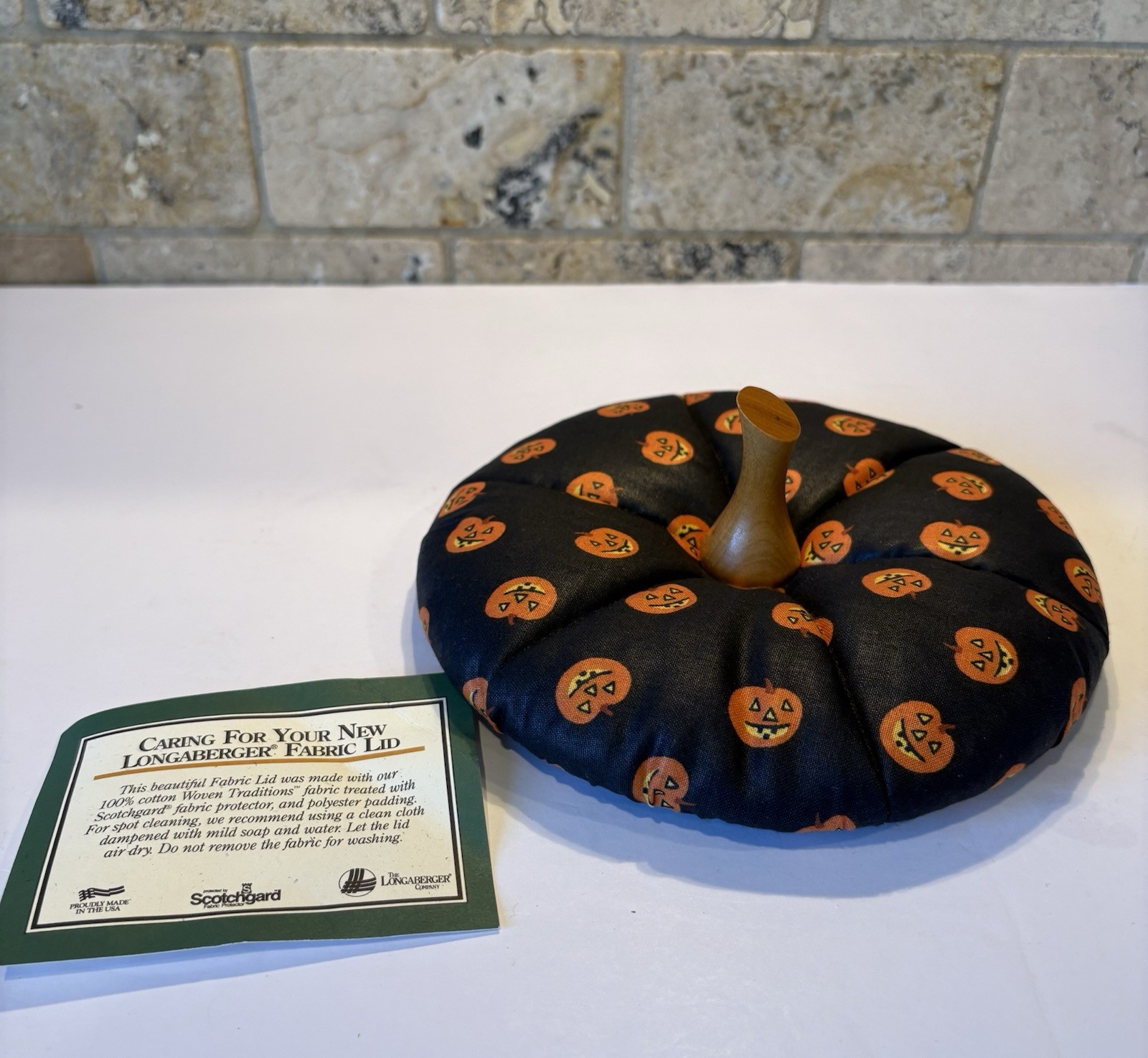 New Longaberger 1996 Pumpkin Lid-Pumpkin Fabric