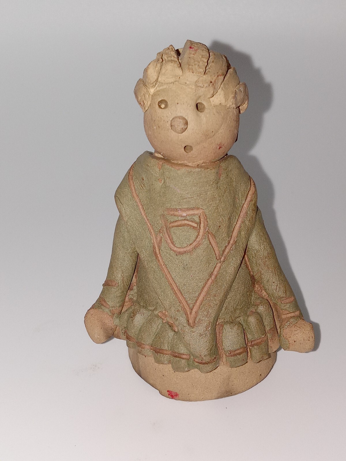 Vintage KOZAK Clay Figure Handmade Girl Ponytail