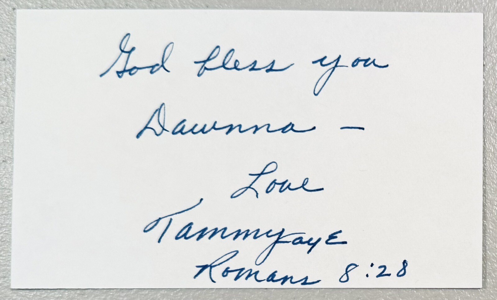 Tammy Faye Bakker Signed Autographed 3x5 Card BAS Beckett Cert PTL Jim